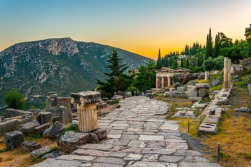 Ancient ruins at Delphi, Greece.