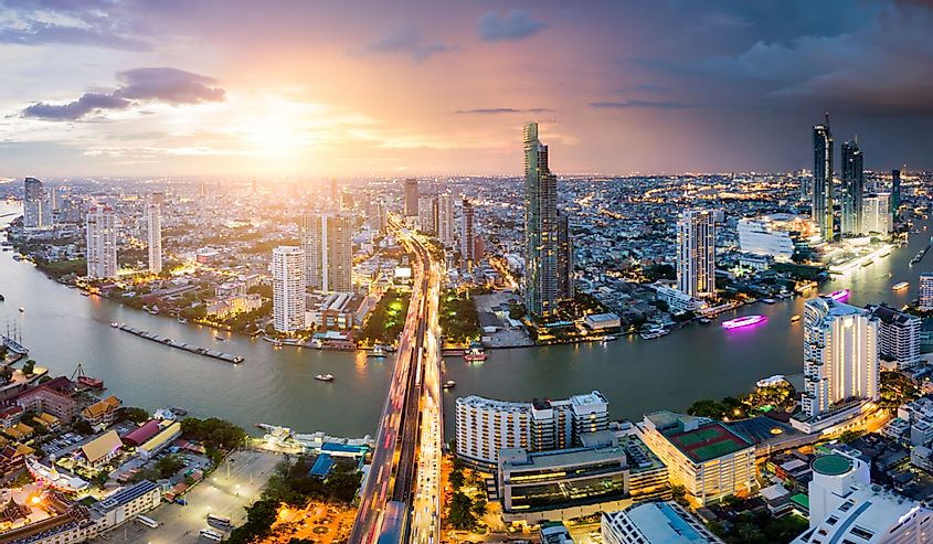 Aerial view of Bangkok skyline