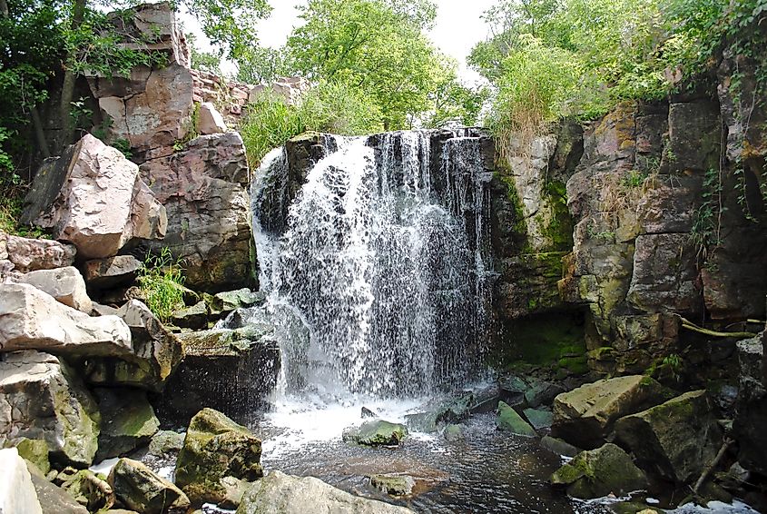 Winnewissa Falls, is in Pipestone National Monument, located in southwestern Minnesota. 