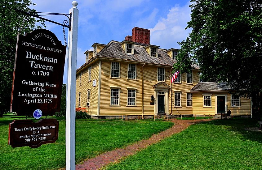 The 1709 Buckman Tavern where the Minute Men (Lexington Militia) gathered prior to the April 19, 1775 Battle of Lexington.