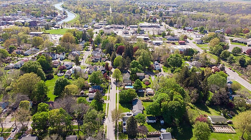 Aerial view of Brockport in New York State