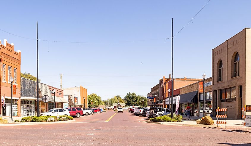 Downtown street in Pauls Valley, Oklahoma.
