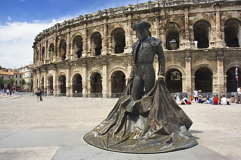 The Roman amphitheater in Nimes, France.