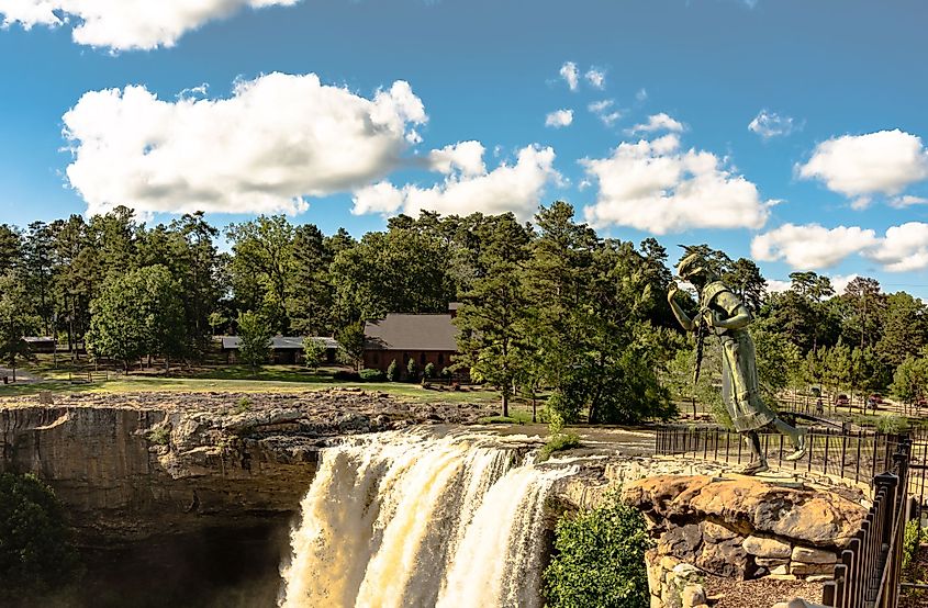 Noccalula Falls including the 9ft tall bronze statue of Noccalula