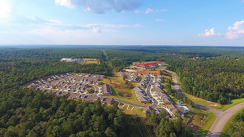 Aerial view of a community in Spanish Fort, Alabama.