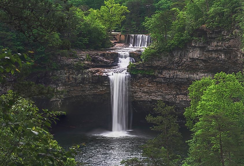 The spectacular DeSoto Falls at the DeSoto State Park of Alabama.