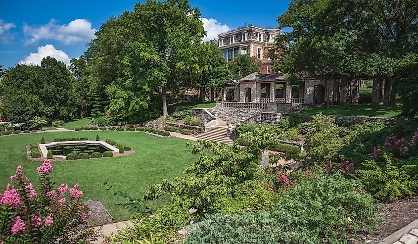 Carnahan Memorial Garden at the rear of the Missouri Governor's mansion in the Missouri State Capitol Historic District in Jefferson City, Missouri.