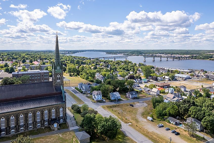 Aerial view of Miramichi, New Brunswick.