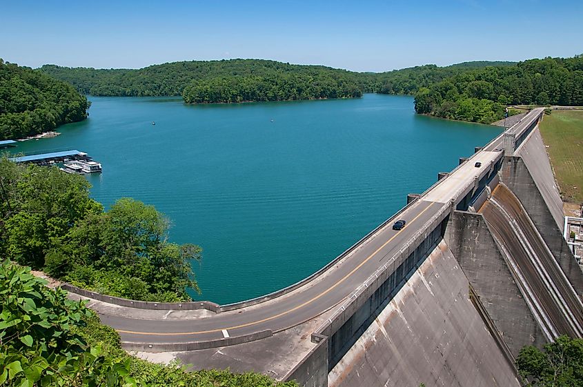 Lake Norris formed by the Norris Dam on the River Clinch in the Tennessee Valley 