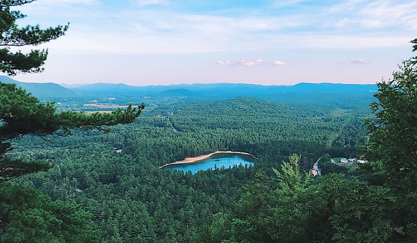 Echo Lake State Park summer view from the summit of Cathedral Ledge in North Conway New Hampshire United States