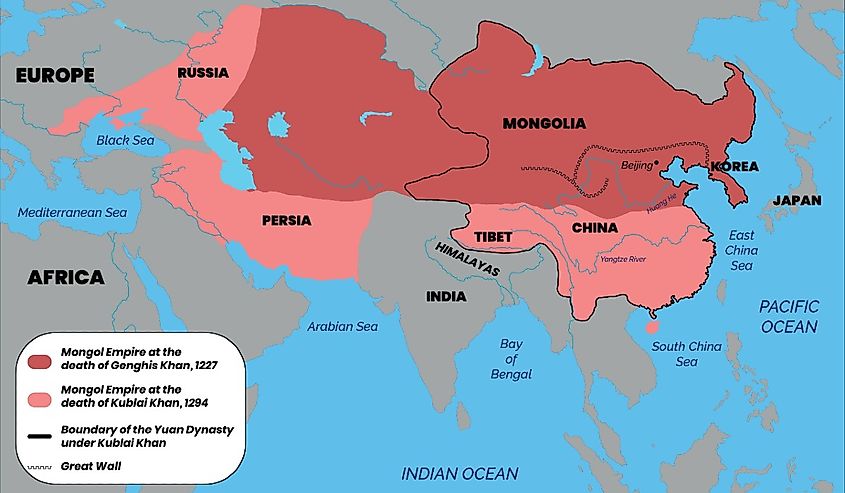 Mongol Empire historical map illustration.