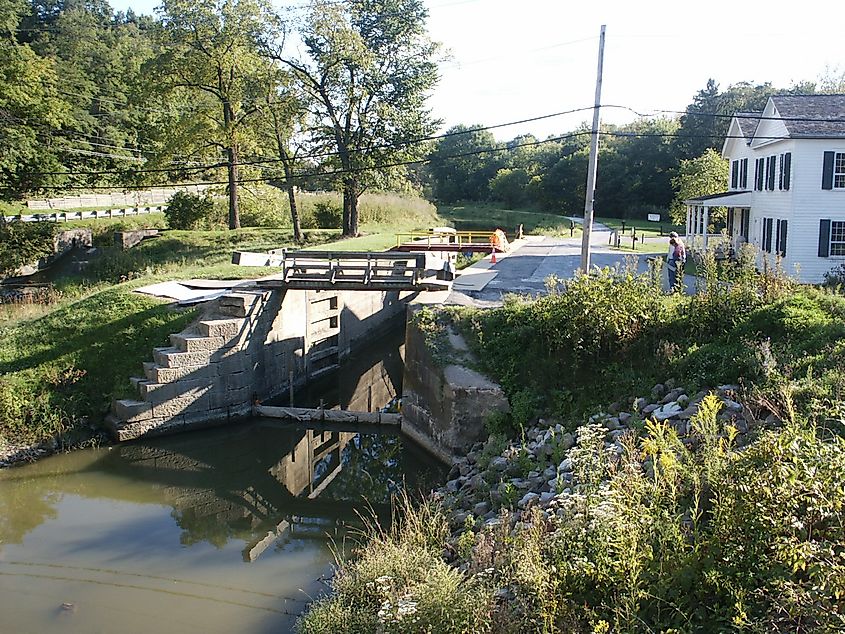 Restored Ohio and Erie Canal Lock at the Canal Exploration Center.
