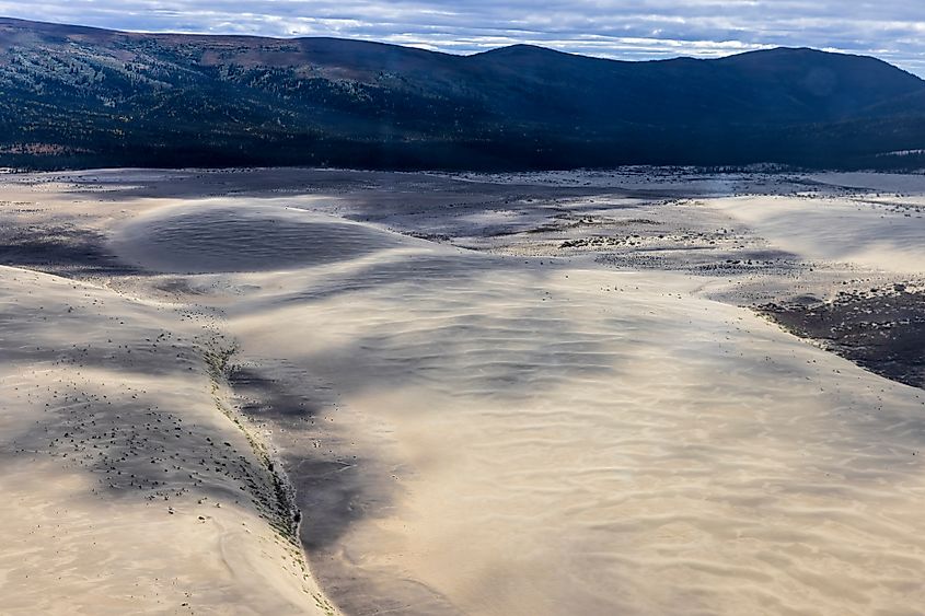 Aerial view of the Kobuk Sand Dunes in Kobuk Valley National Park, Alaska.