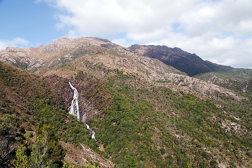 Walkway along the side of Mount Owen leading to Horsetail Falls on the outskirts of Queenstown.