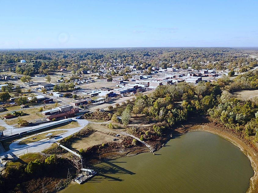 Aerial view of downtown Helena, Arkansas