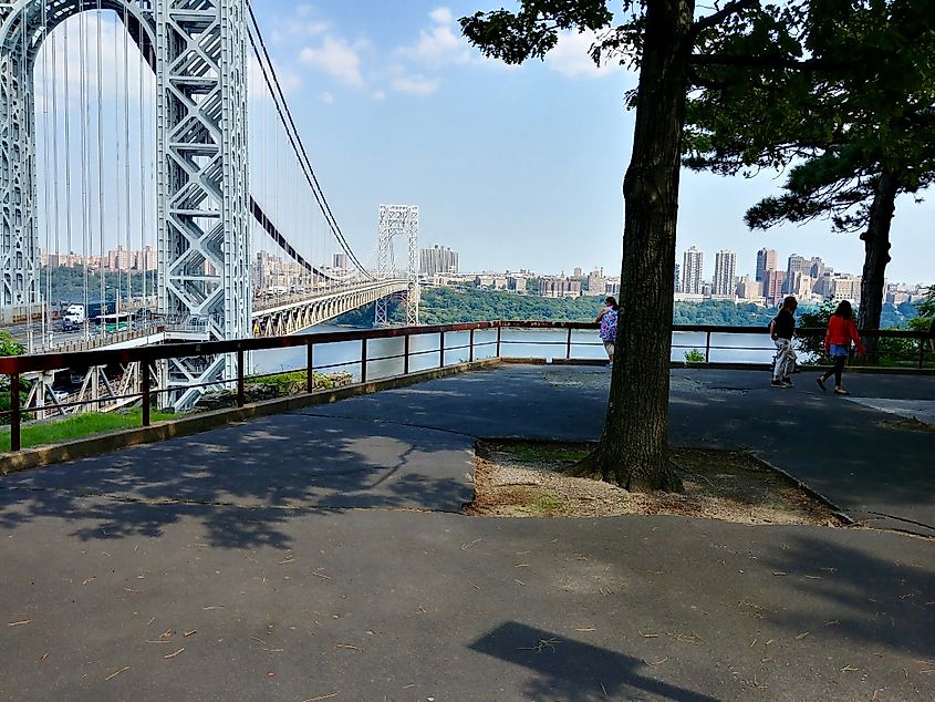 The George Washington Bridge and Hudson River at Fort Lee Historic Park, NJ