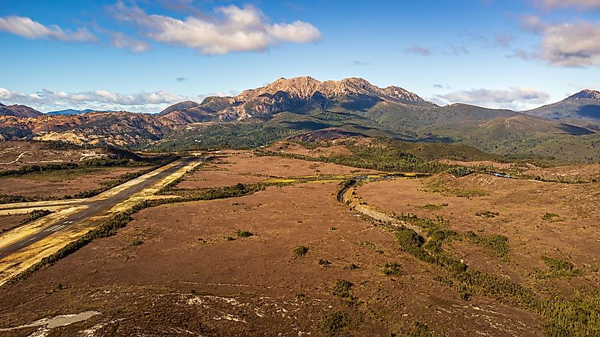 The landscape in Queenstown, Tasmania, Australia.