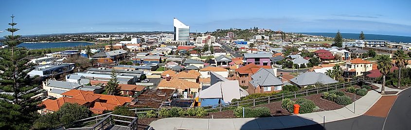 A panoramic view of Bunbury, Western Australia, from the Marlston Hill lookout tower.