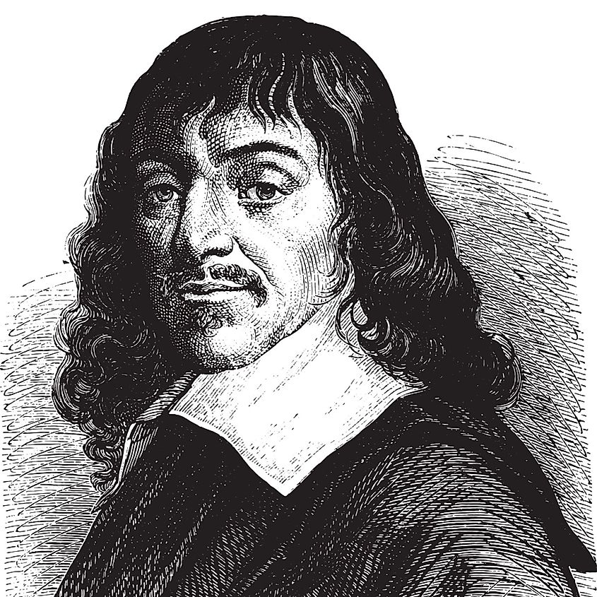 Rene Descartes, Vintage engraving. From Popular France, 1869.