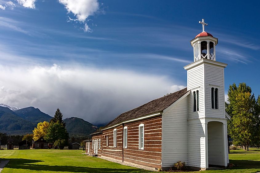 Historic St. Mary's Mission in Stevensville, Montana. 