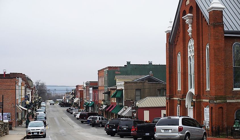 The main street in the Downtown Weston Missouri, United States