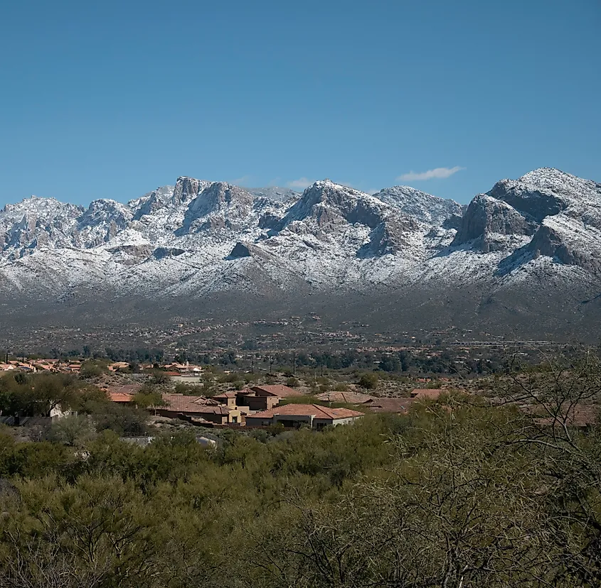 Snow on the Santa Catalina Mountains outside Oro Valley AZ