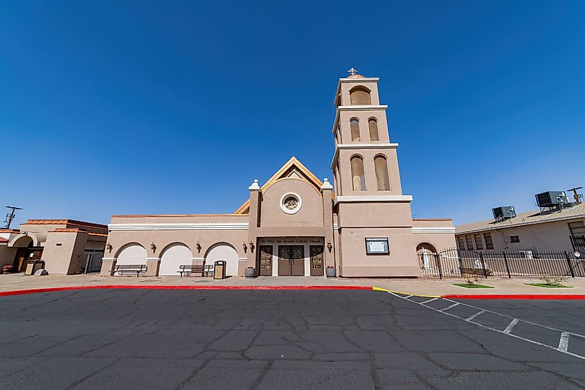 Sunny view of the St. Peter the Apostle Church at Henderson, Nevada