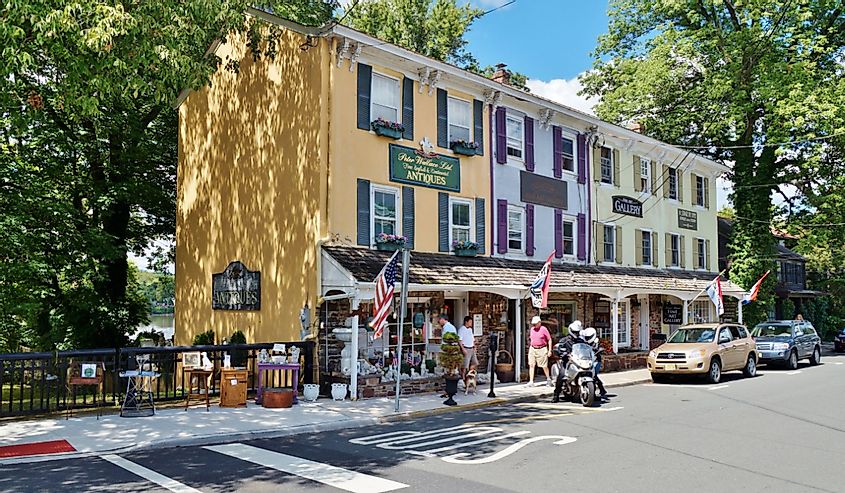 The charming historic town of Lambertville, located on the Delaware River 