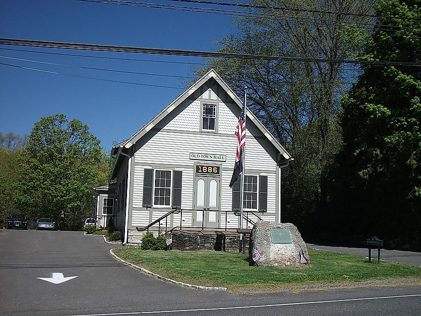1886 Town Hall, part of the Sherman Historic District, Sherman, Connecticut.