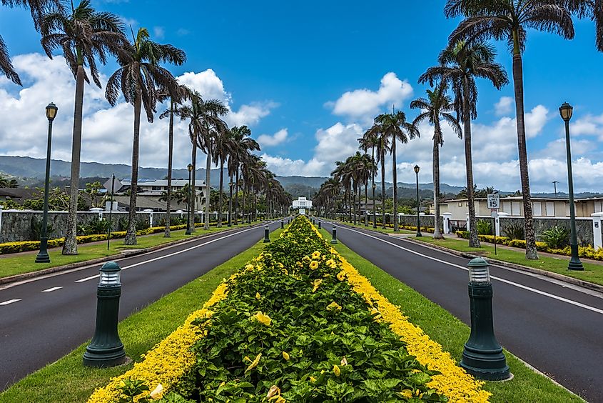 Kahuku, Hawaii - April 2, 2017: Laie Hawaii Temple is a temple of The Church of Jesus Christ of Latter-day Saints located on the northeast shore of the Hawaiian island of Oahu. Phillip B. Espinasse via Shutterstock