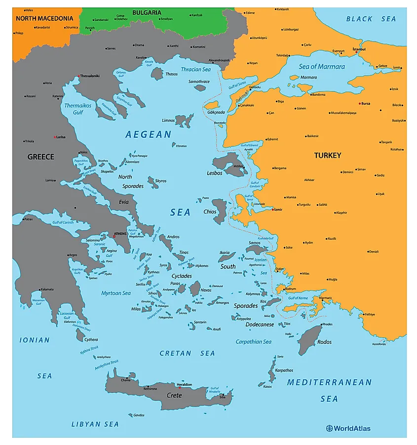 physical map of europe aegean sea