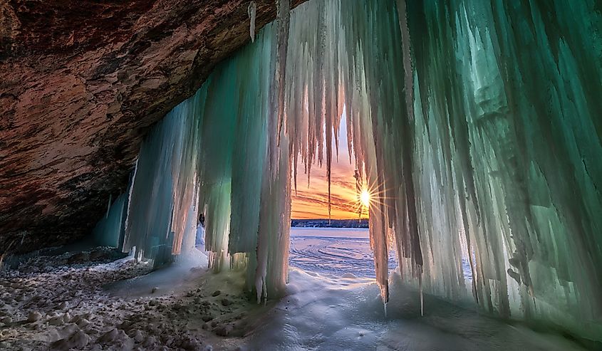 Grand Island Ice Caves, winter on Lake Superior, Michigan.