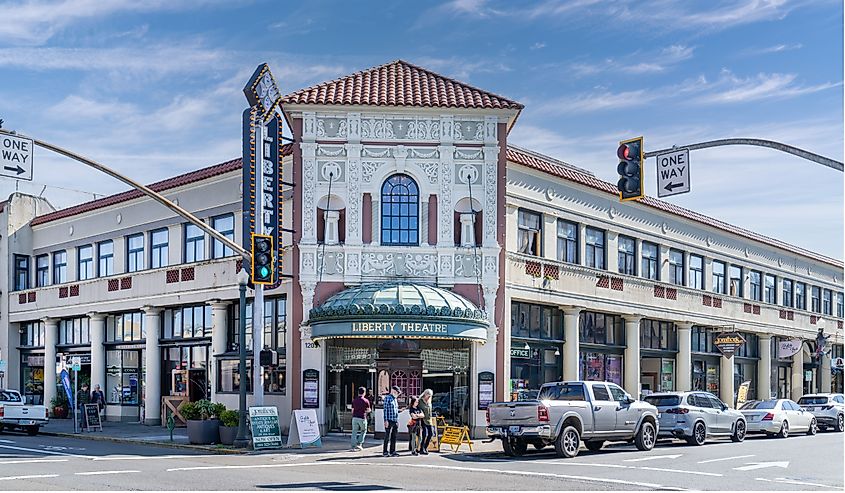 Liberty Theatre in downtown Astoria, a city landmark. Editorial credit: BZ Travel / Shutterstock.com
