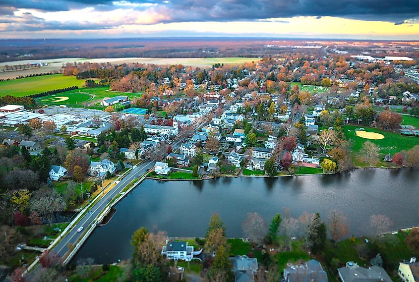 Aerial view of Cranbury, New Jersey.