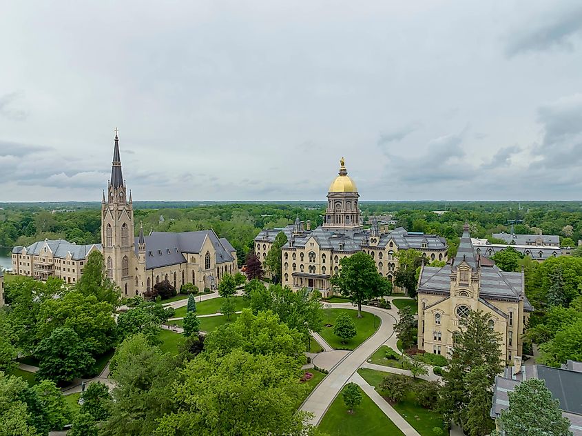 The Golden Dome atop the MaIn Building at the University of Notre Dame, via Grindstone Media Group / Shutterstock.com