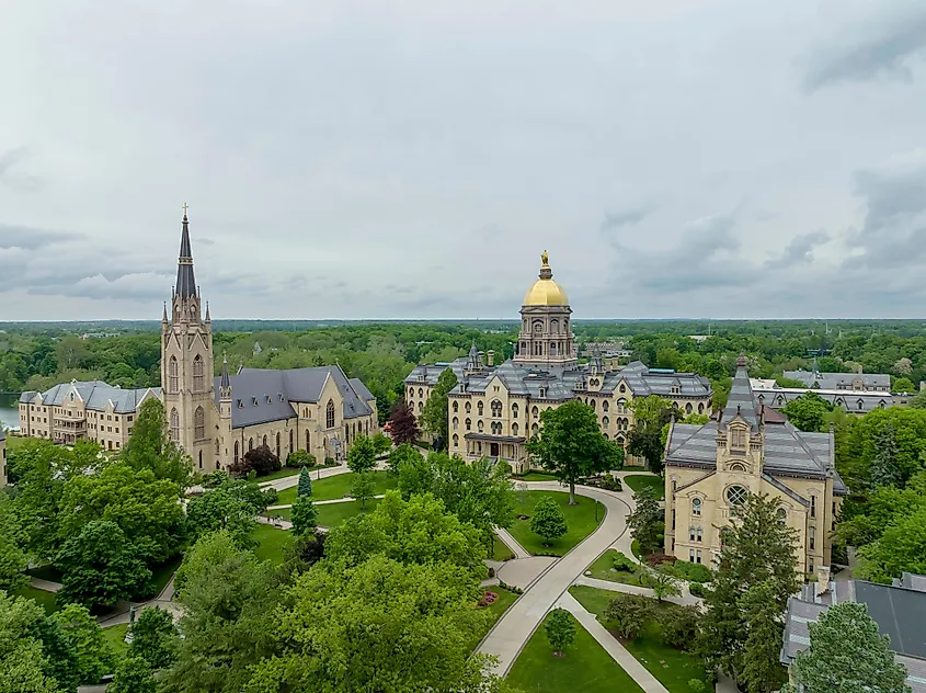 The Golden Dome atop the MaIn Building at the University of Notre Dame, via Grindstone Media Group / Shutterstock.com