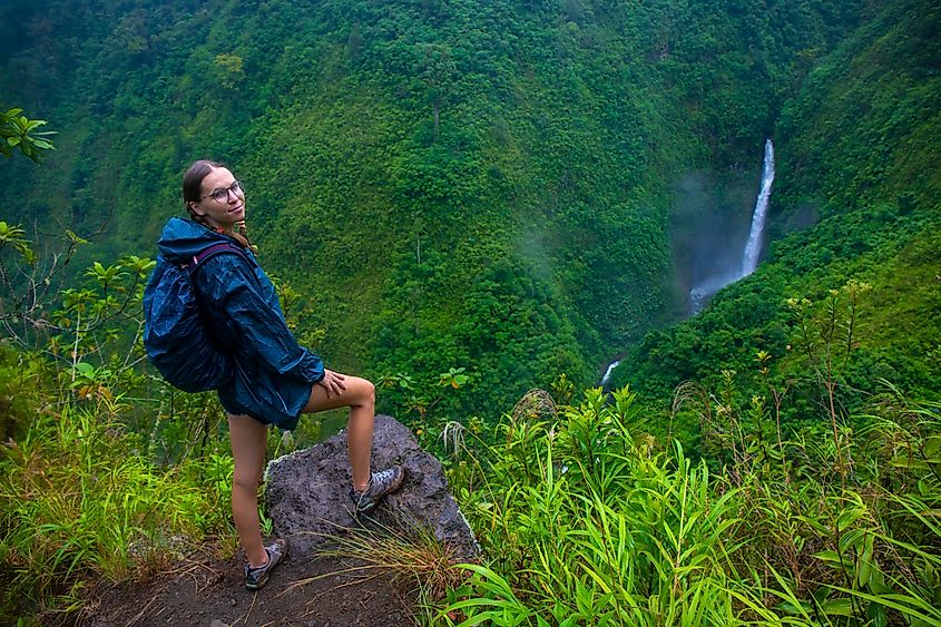 Tourist in the rainforest of Costa Rica.