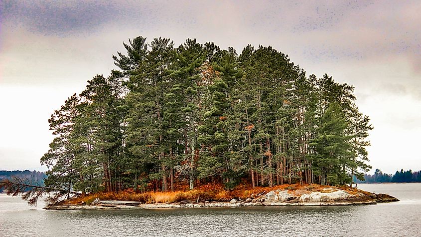 Lakeside view in Voyageurs National Park with clear water, forested shoreline, and serene natural scenery