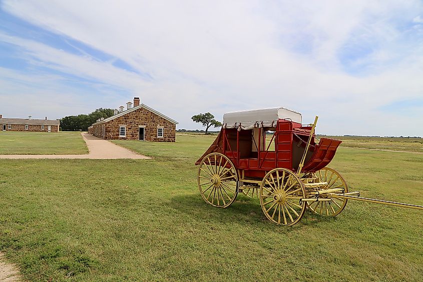 Santa Fe Trail wagon at the Fort Larned Historic Site.