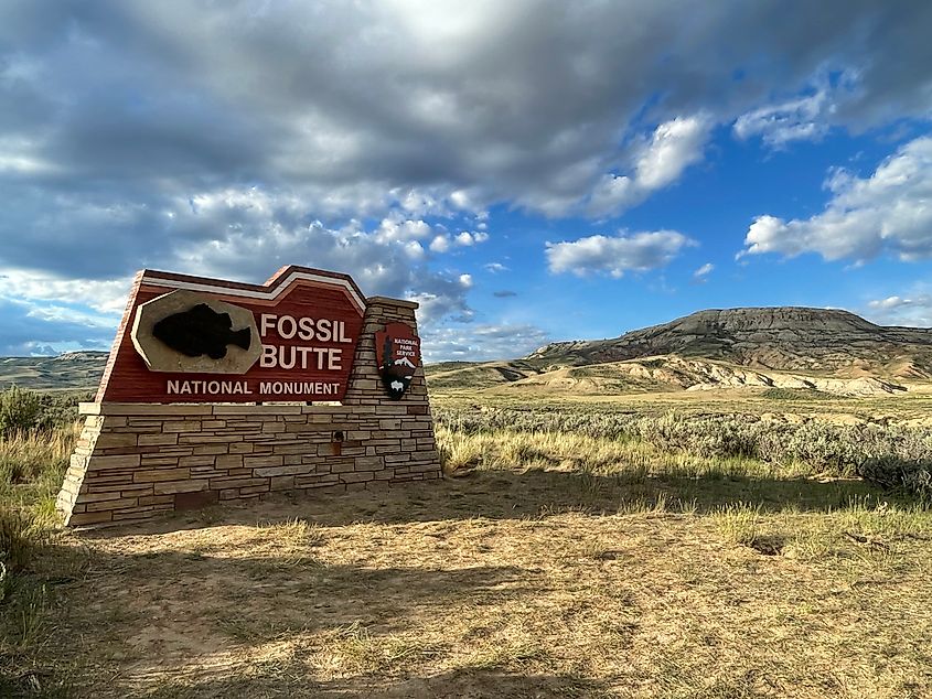 The entrance sign to Fossil Butte NM