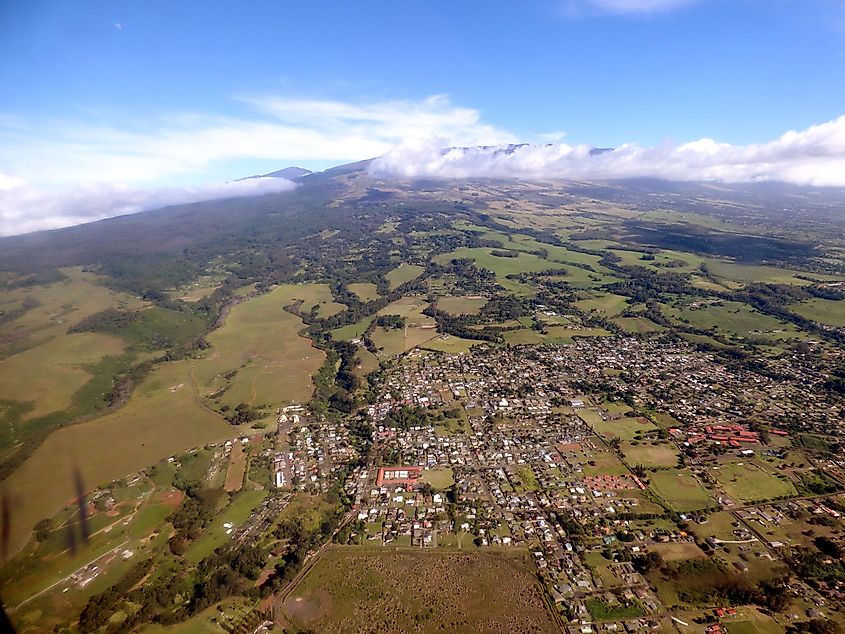 Aerial view of Makawao, Hawaii.