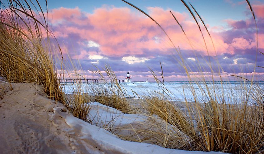 Views of the Michigan City Lighthouse from Washington Park, Michigan City Indiana.