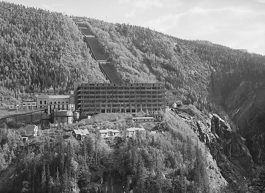 Vemork hydroelectric power plant, the target of the missions, c. 1947.