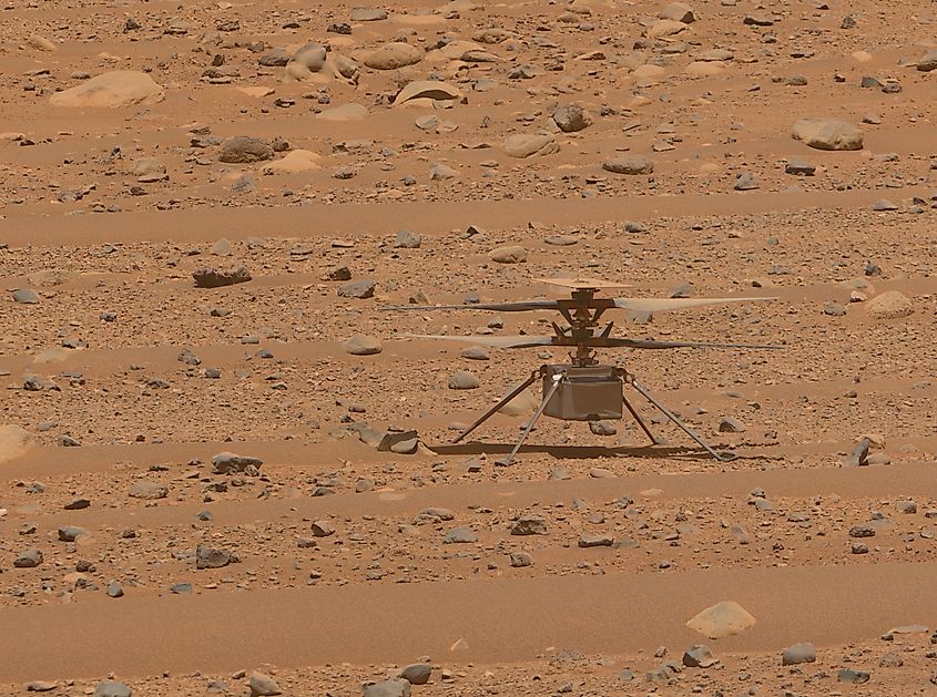 NASA's Ingenuity helicopter on Mars by Perseverance Mastcam-Z (Courtesy NASA/JPL-Caltech, CC BY 2.0 <https://creativecommons.org/licenses/by/2.0>, via Wikimedia Commons)