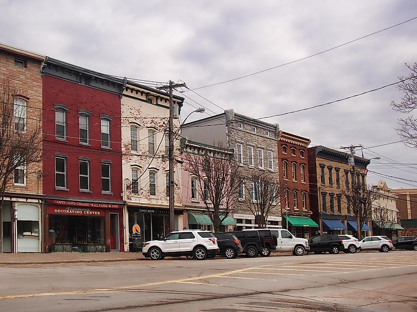 Downtown Clayton, NY on an overcast, early spring morning, via debra millet / Shutterstock.com