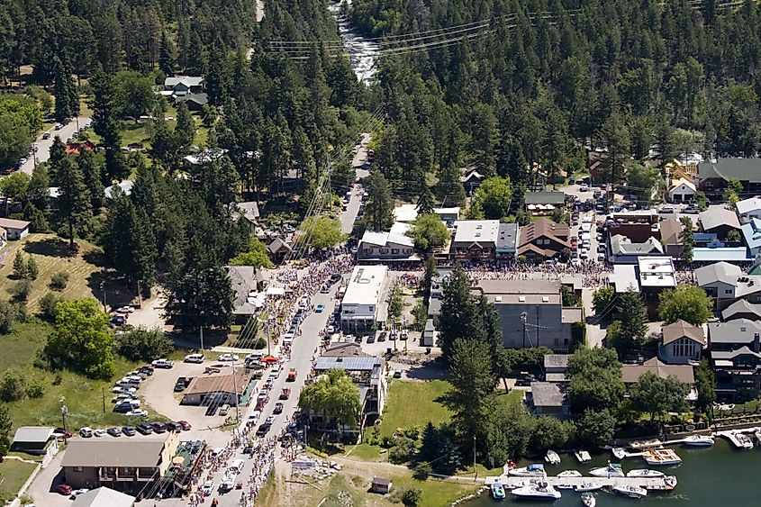 Aerial view of Bigfork, Montana.