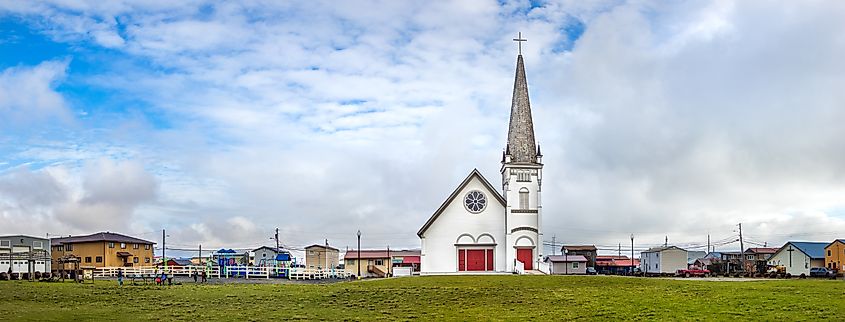 Panoramic view of Anvil City Square in Nome, Alaska. (Editorial credit: RUBEN M RAMOS / Shutterstock.com)