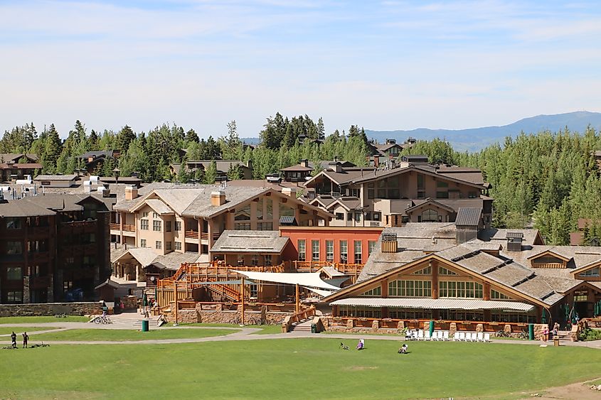 Crowds hang out at Deer Valley Resort in Park City, Utah