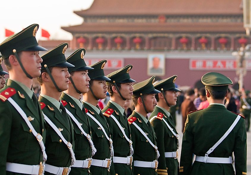 Chinese soldiers on celebration of May 1 Day, 2010 in Beijing, China.