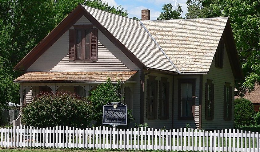 Willa Cather House on the southwest corner of 3rd Avenue and Cedar Street in Red Cloud, Nebraska
